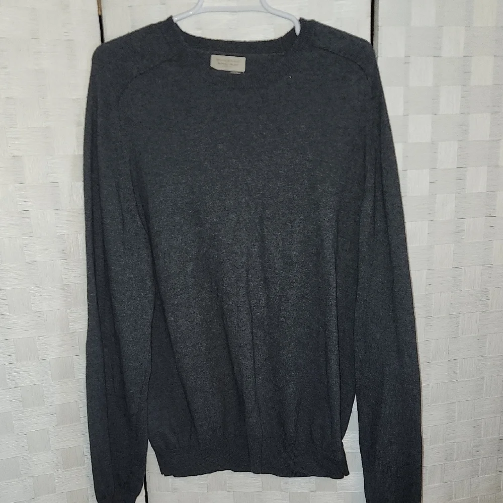 Banana Republic Dark Gray Crewneck Cotton Cashmere Blend Mens Sweater SZ L